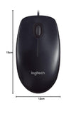 Logitech M90 Wired USB Mouse, 3 yr Warranty, 1000 DPI Optical Tracking, Ambidextrous PC/Mac/Laptop - Black
