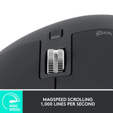 Logitech MX Master 3S - Wireless Performance Mouse, Ergo, 8K DPI, Track on Glass, Quiet Clicks, USB-C, Bluetooth, Windows, Linux, Chrome - Graphite