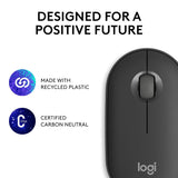 Logitech M350s Pebble Mouse 2 Slim Bluetooth Wireless Mouse, Portable, Lightweight, Customisable Button, Quiet Clicks, Easy-Switch for Windows, macOS, iPadOS, Android, Chrome OS - Graphite