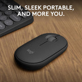 Logitech M350s Pebble Mouse 2 Slim Bluetooth Wireless Mouse, Portable, Lightweight, Customisable Button, Quiet Clicks, Easy-Switch for Windows, macOS, iPadOS, Android, Chrome OS - Graphite