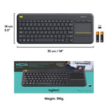 Logitech K400 Plus Wireless Touch TV Keyboard with Easy Media Control and Built-in Touchpad, HTPC Ke