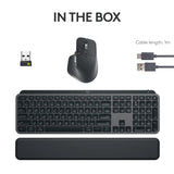 Logitech MX Keys S Combo with Free Adobe Subscription - Performance Wireless Keyboard and Mouse with Palm Rest, Customisable Illumination, Fast Scrolling, Bluetooth, USB C