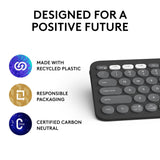 Logitech Pebble Keys 2 K380s, Multi-Device Bluetooth Wireless Keyboard with Customisable Shortcuts, Slim and Portable, Easy-Switch for Windows, macOS, iPadOS, Android, Chrome OS - Tonal Graphite