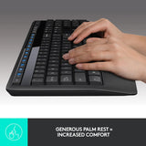 Logitech MK345 Wireless Keyboard and Mouse Set Full-Sized Keyboard with Palm Rest and Comfortable Right-Handed Mouse, 2.4 GHz Wireless USB Receiver, Compatible with PC, Laptop - Black