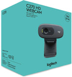 Logitech C270 Digital HD Webcam with Widescreen HD Video Calling, HD Light Correction, Noise-Reducing Mic, for Skype, FaceTime, Hangouts, WebEx, PC/Mac/Laptop/MacBook/Tablet - (Black, HD 720p/30fps)