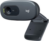 Logitech C270 Digital HD Webcam with Widescreen HD Video Calling, HD Light Correction, Noise-Reducing Mic, for Skype, FaceTime, Hangouts, WebEx, PC/Mac/Laptop/MacBook/Tablet - (Black, HD 720p/30fps)