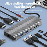 L10 10-in-1 Splitter Multiport USB 3.0 Extension Hub, Type-C Laptop Docking Station