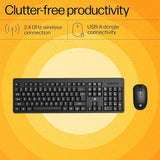 HP KM200 Wireless Mouse and Keyboard Combo, Full-Size Ergonomic Design, 3 Button and Built-in Scroll Wheel, 2.4 GHz Wireless connection, 3 Years Warranty (7J4G8AA)