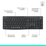Logitech MK295 Silent Wireless Mouse & Keyboard Combo with SilentTouch Technology, Full Numpad, Advanced Optical Tracking, Lag-Free Wireless, 90% Less Noise - Black