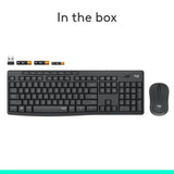 Logitech MK295 Silent Wireless Mouse & Keyboard Combo with SilentTouch Technology, Full Numpad, Advanced Optical Tracking, Lag-Free Wireless, 90% Less Noise - Black