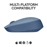 Logitech M171 Wireless Mouse, 2.4 GHz with USB Nano Receiver, Optical Tracking, 12-Months Battery Life, Ambidextrous, PC/Mac/Laptop - Blue (910-004656)