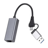 USB A and USB C to Ethernet Adapter Connector