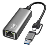 USB A and USB C to Ethernet Adapter Connector