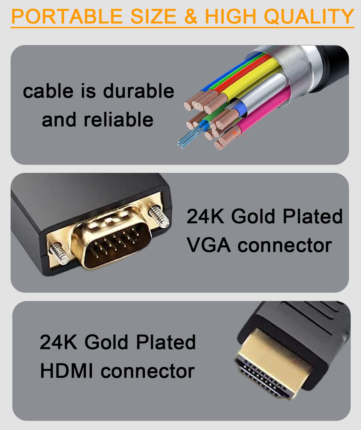 HDMI to VGA Cable (Male to Male) 1080 60Hz - 3 meter Cable