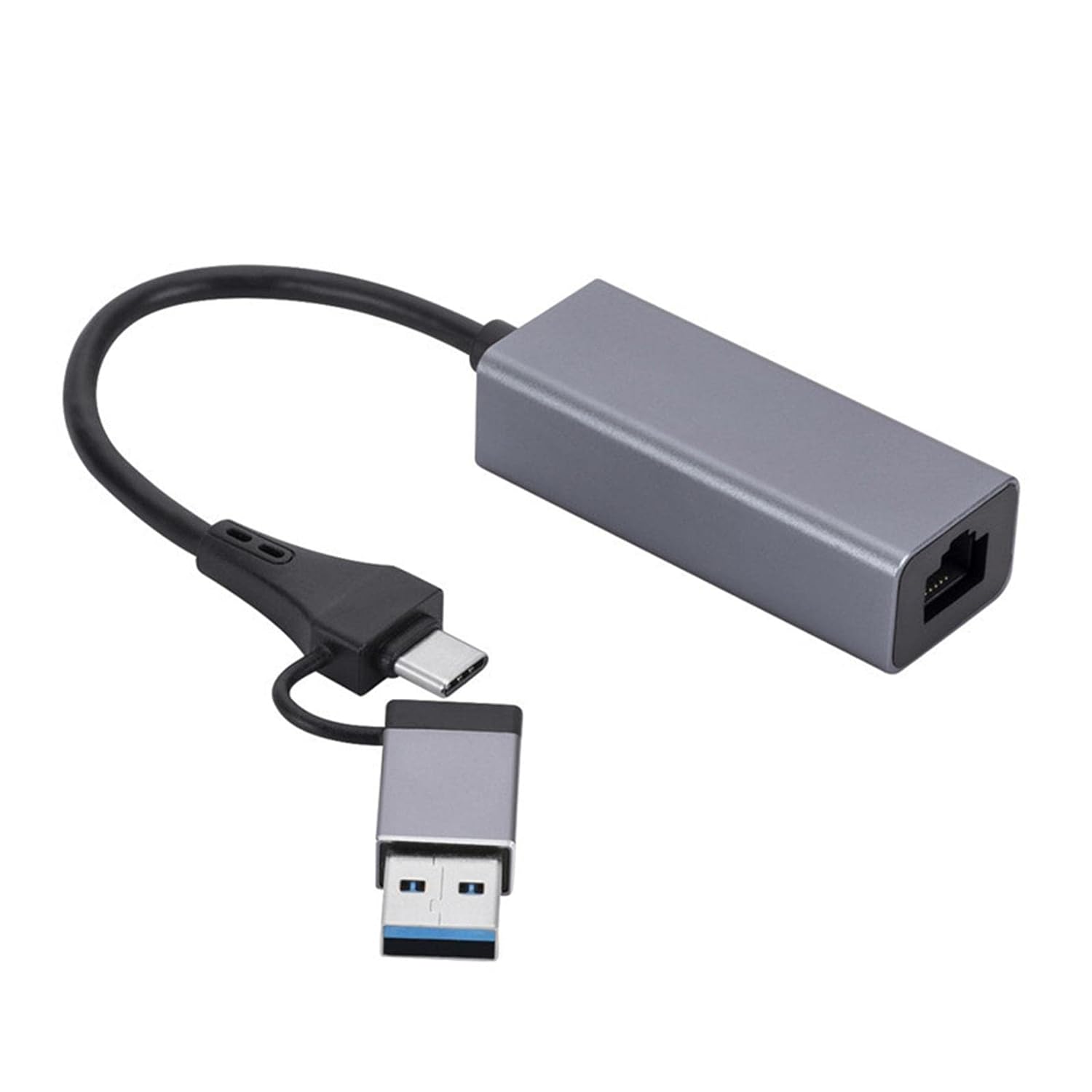 USB A and USB C to Ethernet Adapter Connector