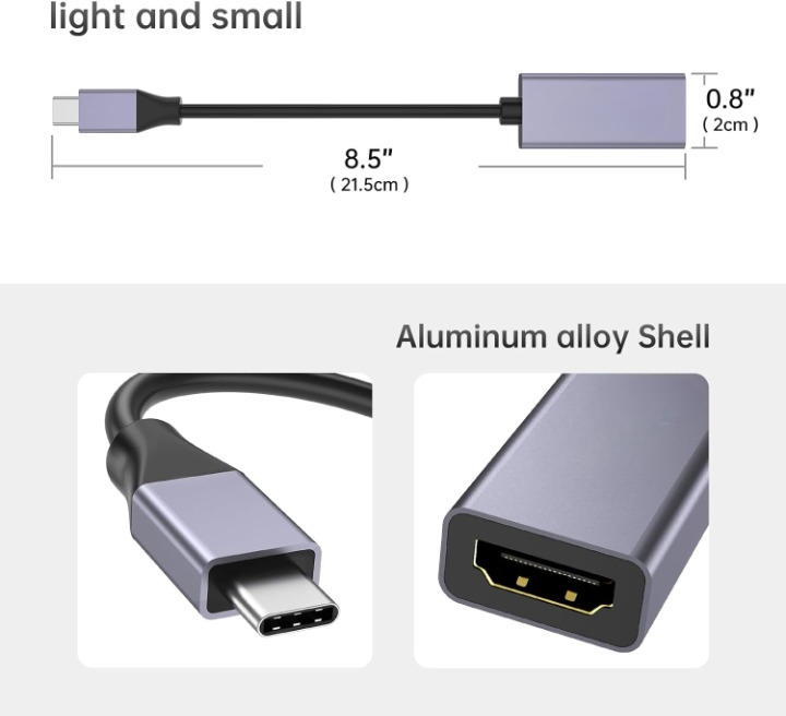 USB C Male to HDMI Female Adapter 8K@60Hz