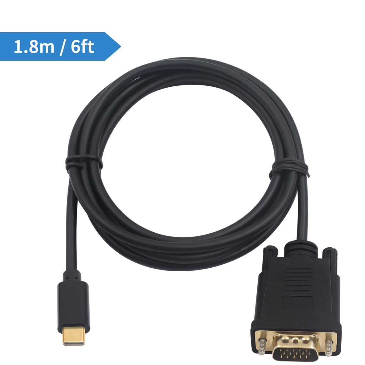 USB C Male to VGA Male Adapter Converter Cable - 1.8 meter