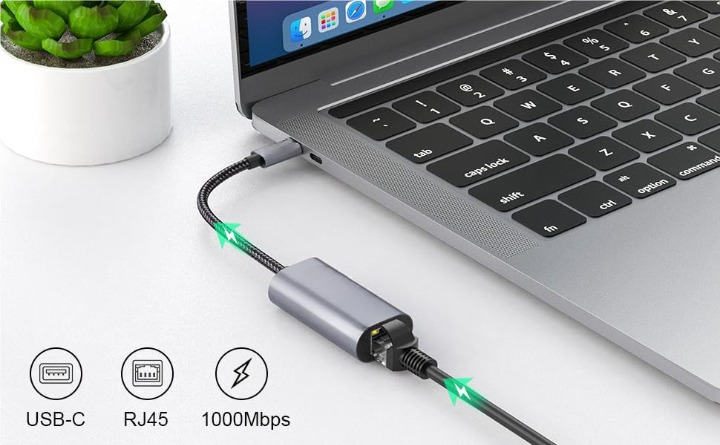 USB Type-C to RJ45 1000M Gigabit Ethernet Adapter