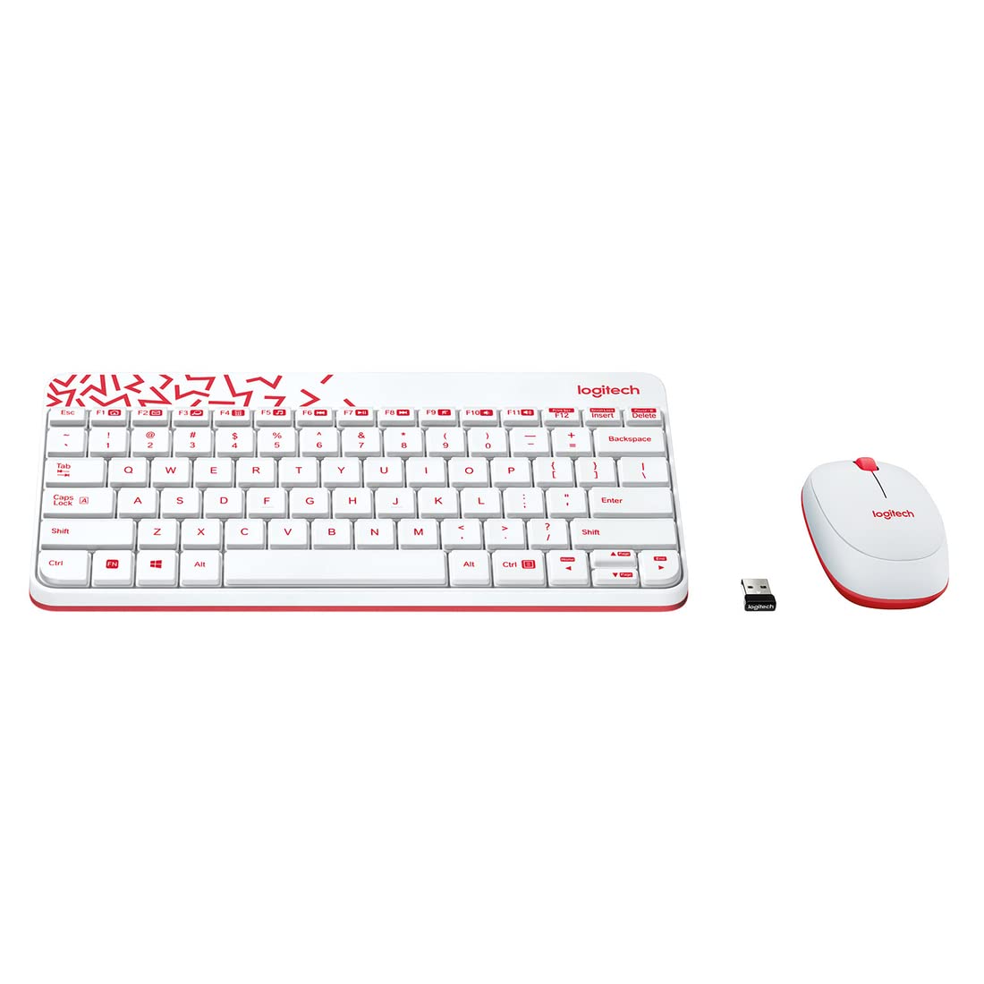Logitech MK240 Nano USB Wireless Keyboard and Mouse Set, 12 Function Keys 2.4GHz Wireless, 1000DPI,Spill-Resistant Design, PC/Mac, White