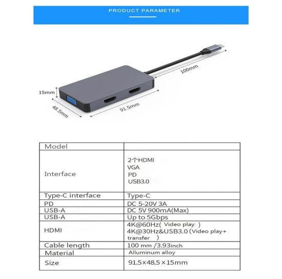 5 in 1 USB C Hub